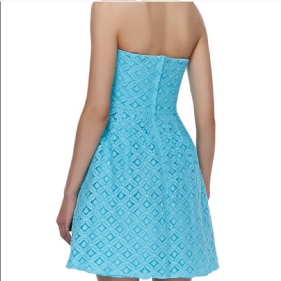 Lilly Pulitzer Caitlin strapless teal cotton dress - Picture 7 of 8